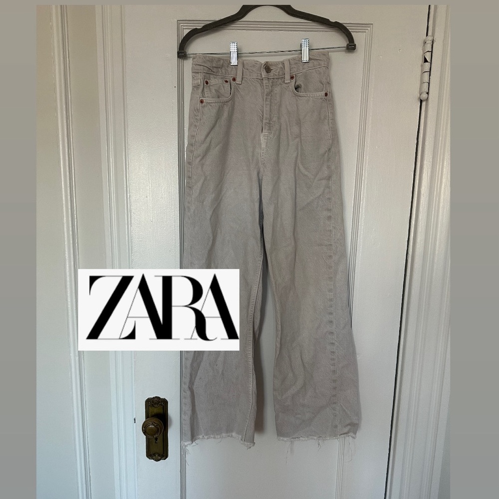 zara grey wide leg high waist jeans